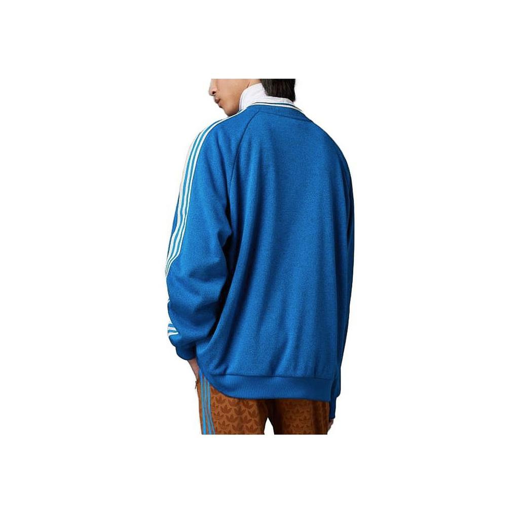 Adidas Originals SS23 Adicolor 70s Retro Series Color Block Stripe Logo Print Sports Crewneck Sweatshirt Men Sweatshirt Blue IP6989