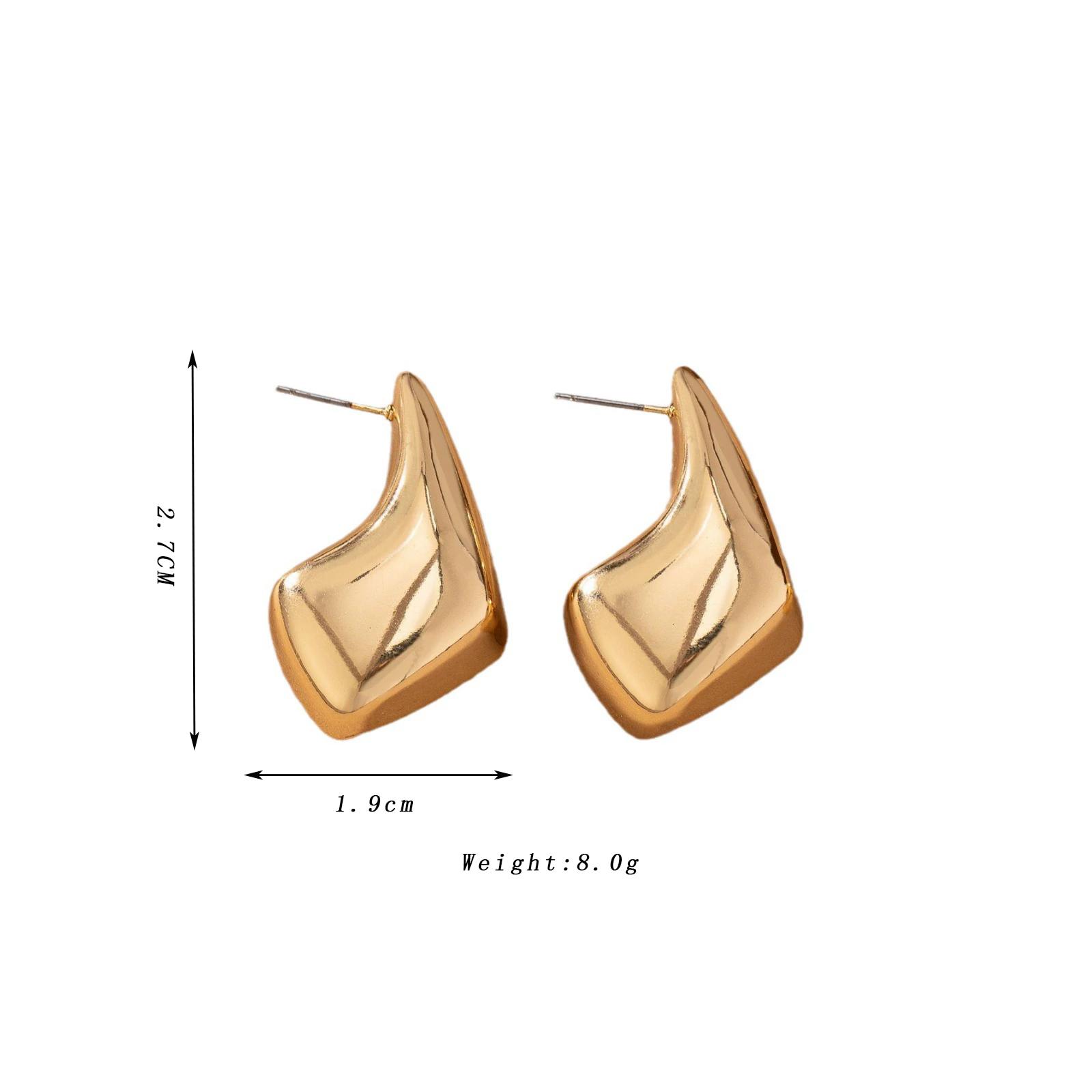 

CCB Chunky Water Droplet Earrings for Women Golden Copper Color Irregular Geometry Personality Drop Earrings Vintage Zircon