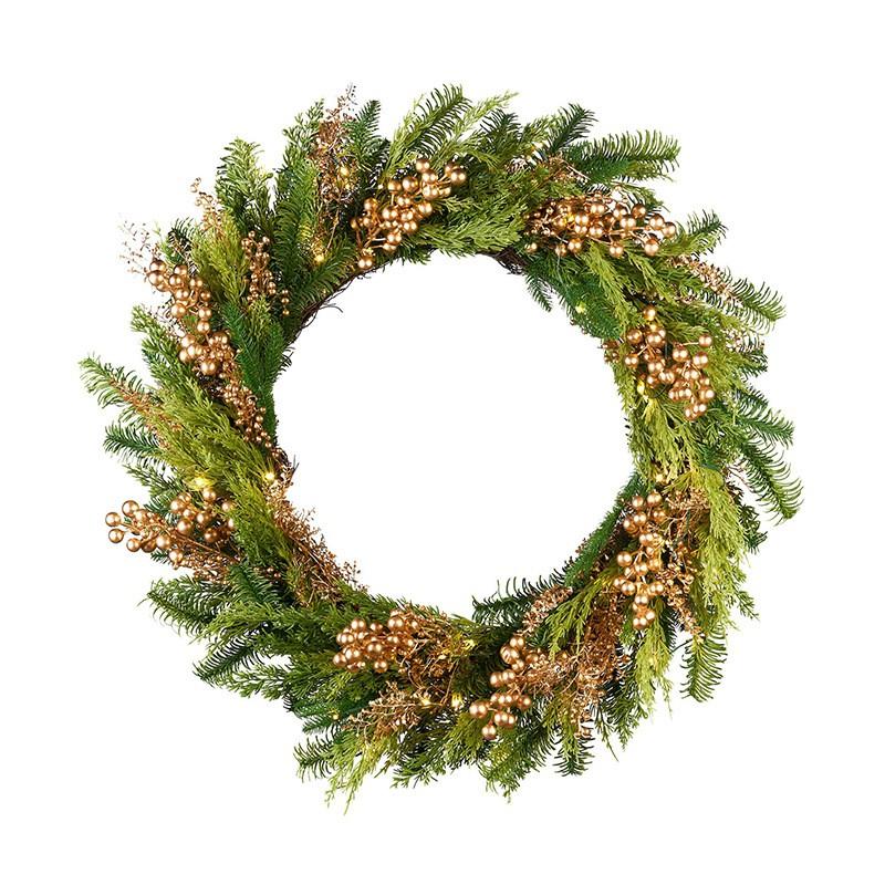 Christmas Decorative Plastic Gold Berry PE Wreath Home Door Window Festive Atmosphere