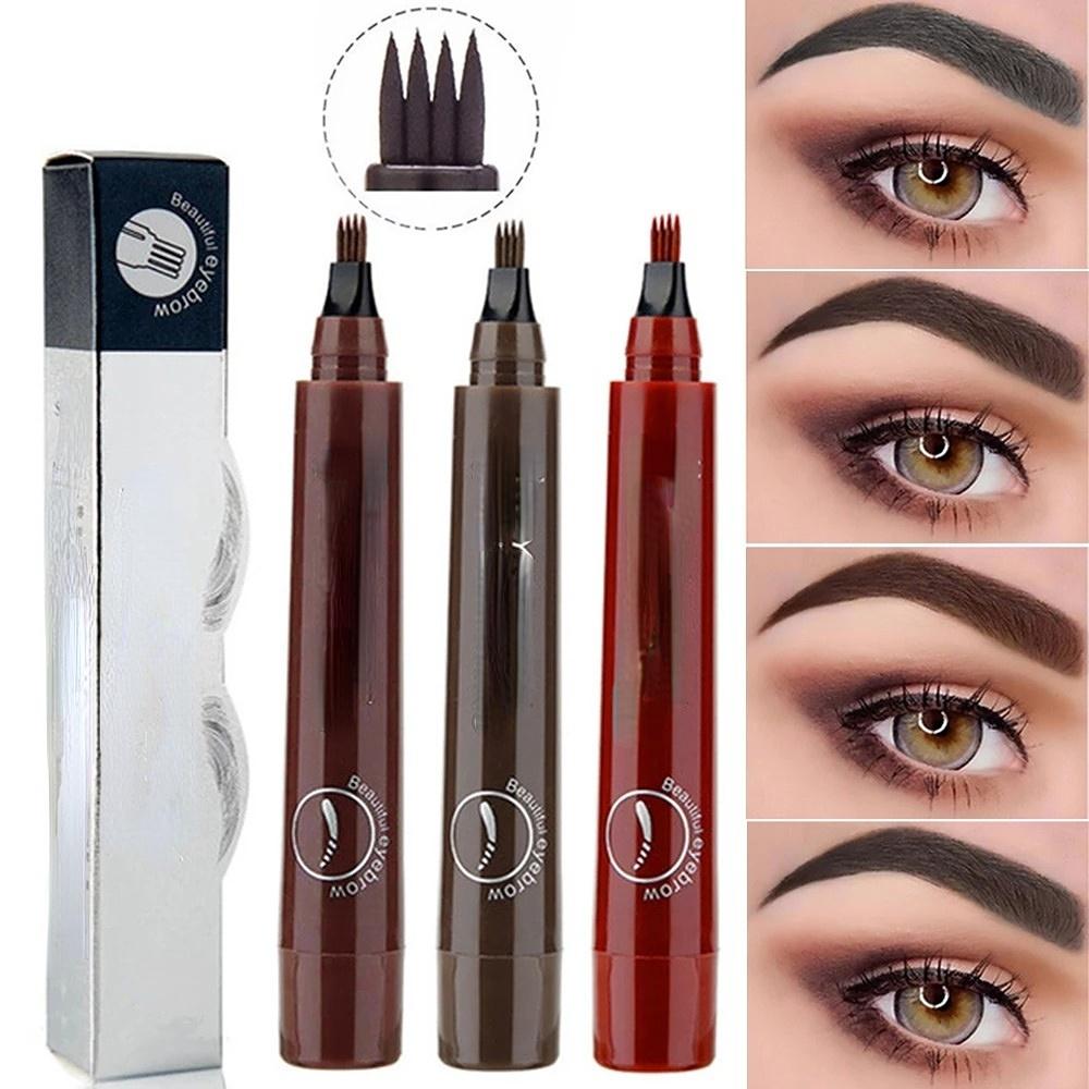Four-pronged Liquid Eyebrow Pencil Four-tip Forked Liquid Eyebrow Pencil  Four-prong Waterproof  Sweat-proof and Less Likely To Smudge Eyebrow Pencil