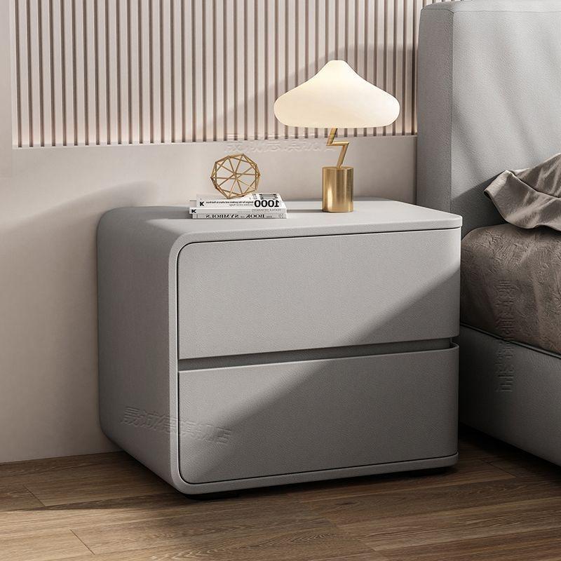 Modern Cream Leather Bedside Table - No Installation Needed