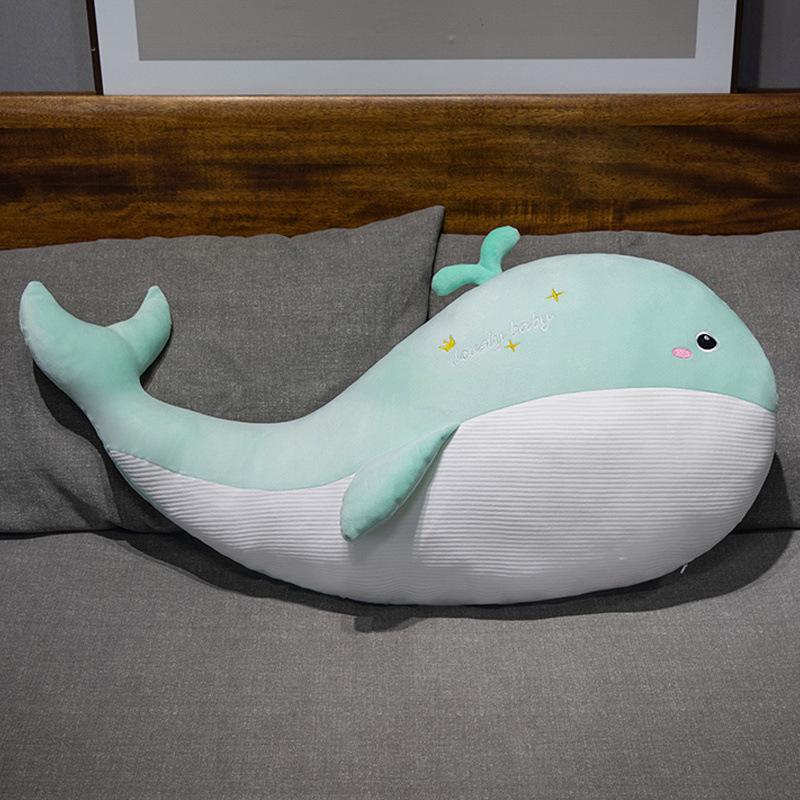 Large Soft Whale Pillow Plush Doll Blue Whale Doll Girl Sleeping Soothing Ragdoll Doll