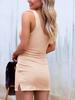 Summer Women's Dress New Thread Tie Mini Dress Casual Solid Color Women's Wear