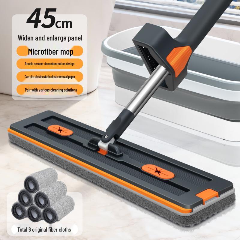 2026 Chenille Flat Mop: Hands-Free, Wet & Dry One-Wipe Clean with Replaceable Cloth