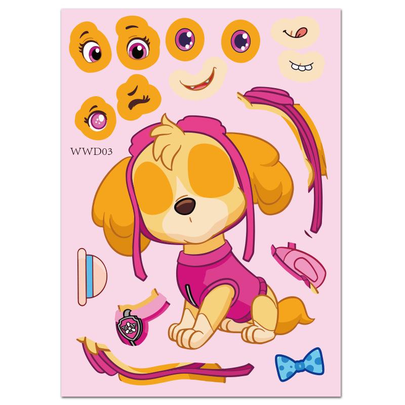 Paw Patrol Cartoon Dog Rescue Team Stickers - DIY Face Swap & Fun Decorations for Kids