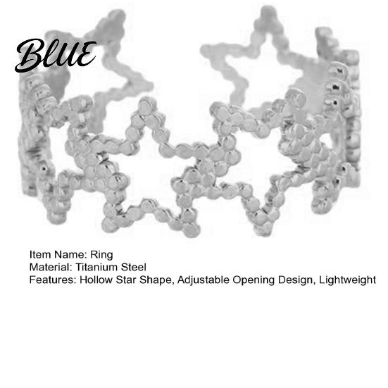 Handmade Finger Ring Women Geometric Hollow Star Shape Adjustable Opening