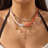 Bunte Keramik Fisch Seestern Muschel Anhänger Halskette Für Frauen Männer Reiskörner Splitterstein Imitation Perle Choker Schmuck Geschenk