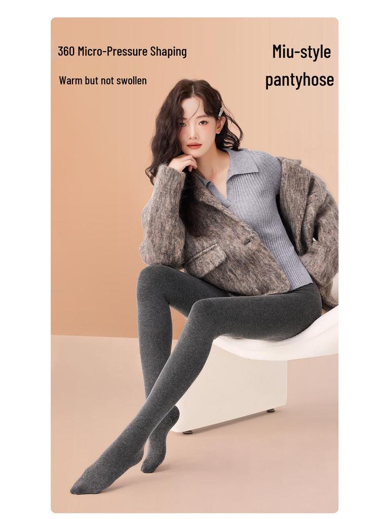 Ciorapi de damă extra lungi din pluș - Modelator, micro presiune și fără lăsare în zona inghinală pentru toamnă/iarnă