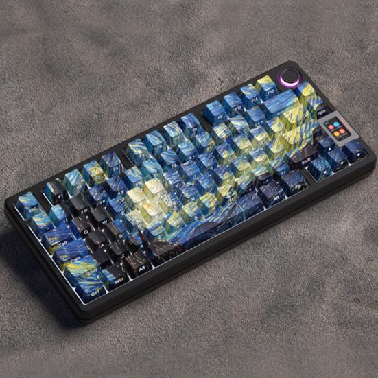 1 Set Starry Moon Colored Keyboard Key Caps Set 108 Keys Waterproof PBT Keyboard Caps Replacement No Fingerprints Computer