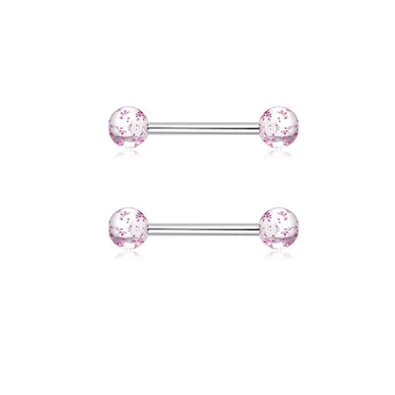 14pcs/Pack Elegant Nipple Bars and Rings Set Elegant Silver Pink Cubic Zirconia Nipple Rings for Trendy Women
