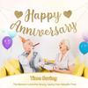 Happy Anniversary Banner, Glitter Happy Anniversary Decorations No DIY Anniversarys Decor Gold Glitter Bannersfor Wedding Anniversarys Party