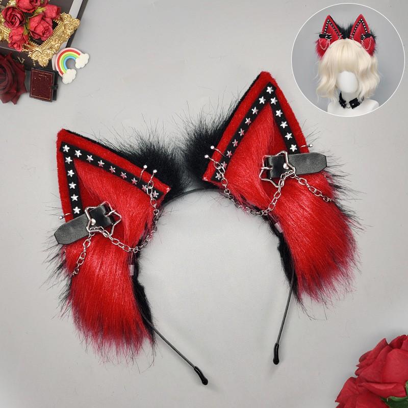 Felliger Fuchs Wolf Ohren Stirnband Cosplay Anime Convention Halloween Punk Gothic Accessoire Damen Kostüm Kopfschmuck