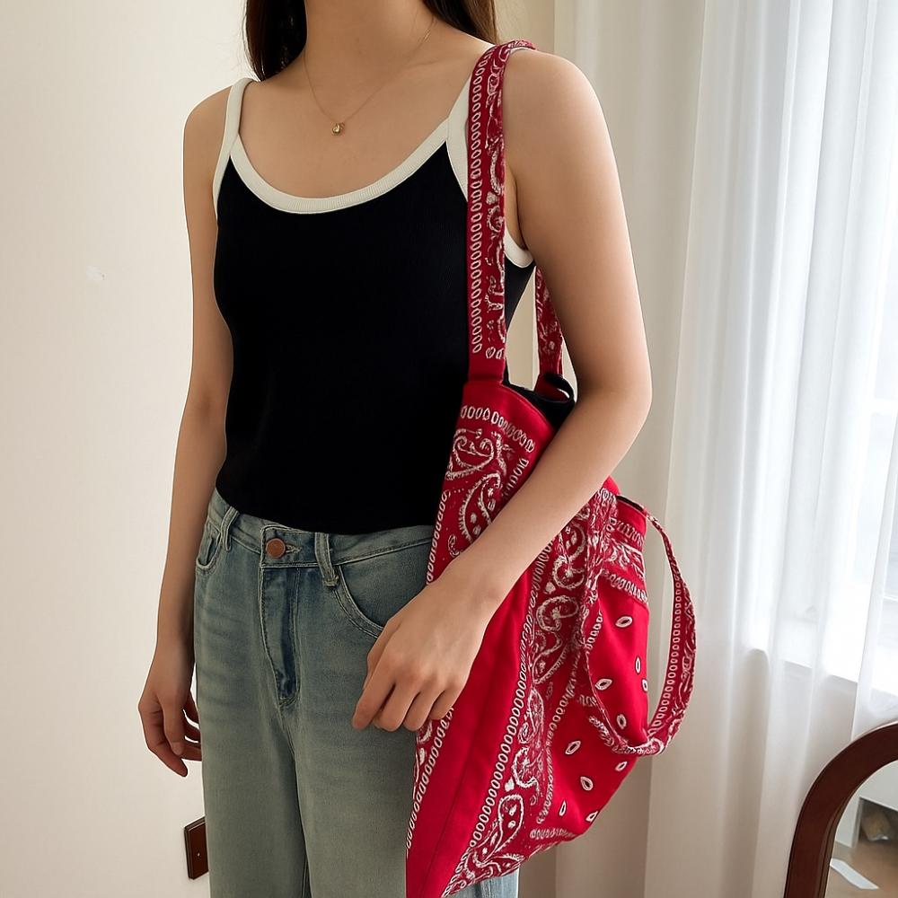 Printed Ethnic Style Shoulder Bag Retro Women's Handbag Casual Canvas Tote Bag  Travel