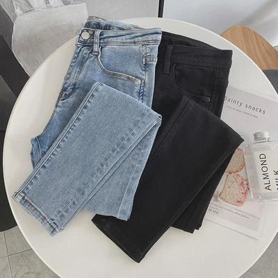 High-Waist-Stretchjeans für Damen: Koreanischer Stil, schlankmachende Bleistifthosen für Frühling und Herbst