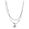 Pink Zircon Butterfly Zircon Double Layered Necklace Luxurious Niche Girl Sweet Collarbone Chain Party Dress Matching