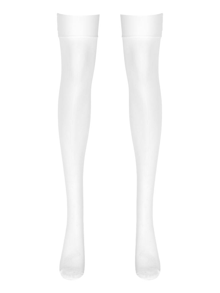 Womens Sheer Thigh High Socks Glossy See Through Design Thin Shiny Elastic Solid Color Stockings