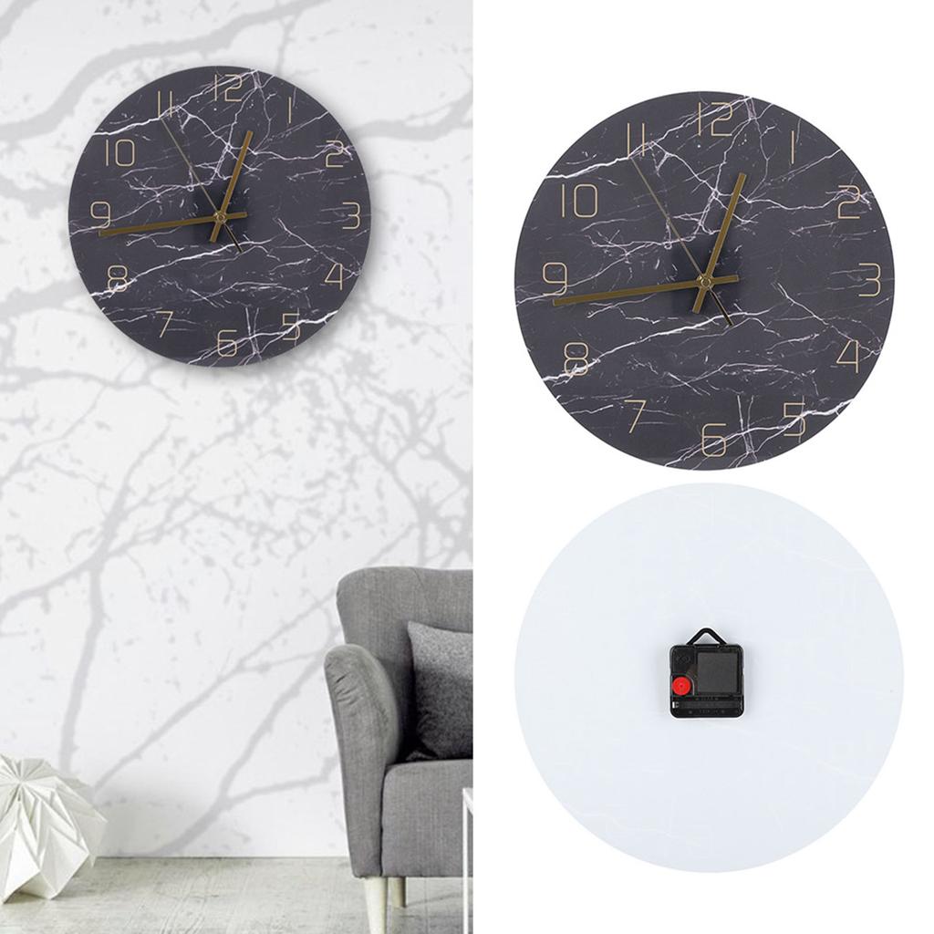 Wall Clock,Nordic Marble Print Silent Clocks Round Acrylic ing Timepiece Wear Resistant Decor for Home Bathroom Bedroom School