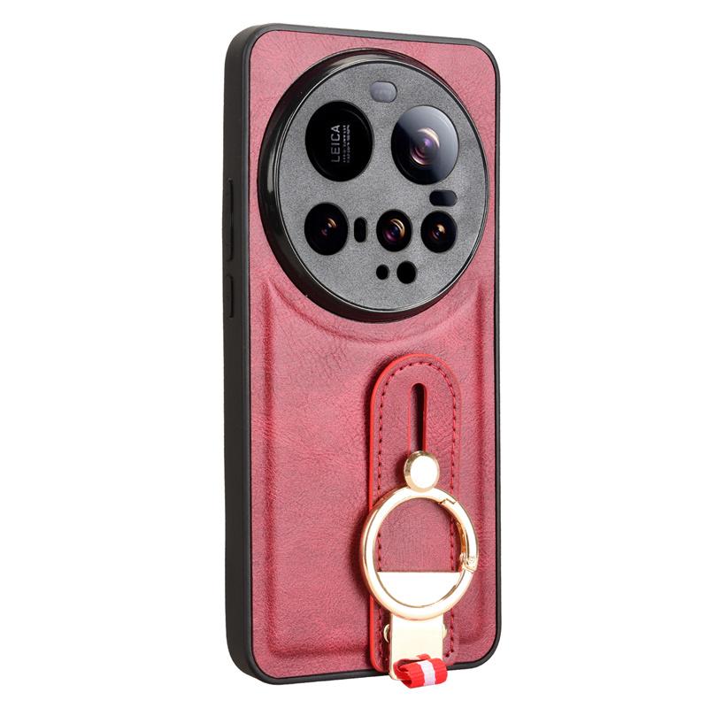 For  15 Ultra Case Fashion Ring WristStrap Leather Phone Holder Case For  15 Ultra Drop-Resistant Cover