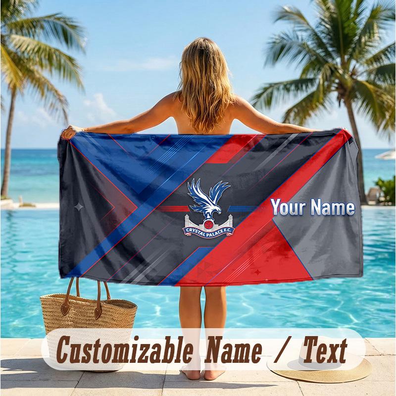 Custom Text Beach Towel, Soft Absorbent Swimming Multi-use TowelCrystal Palace