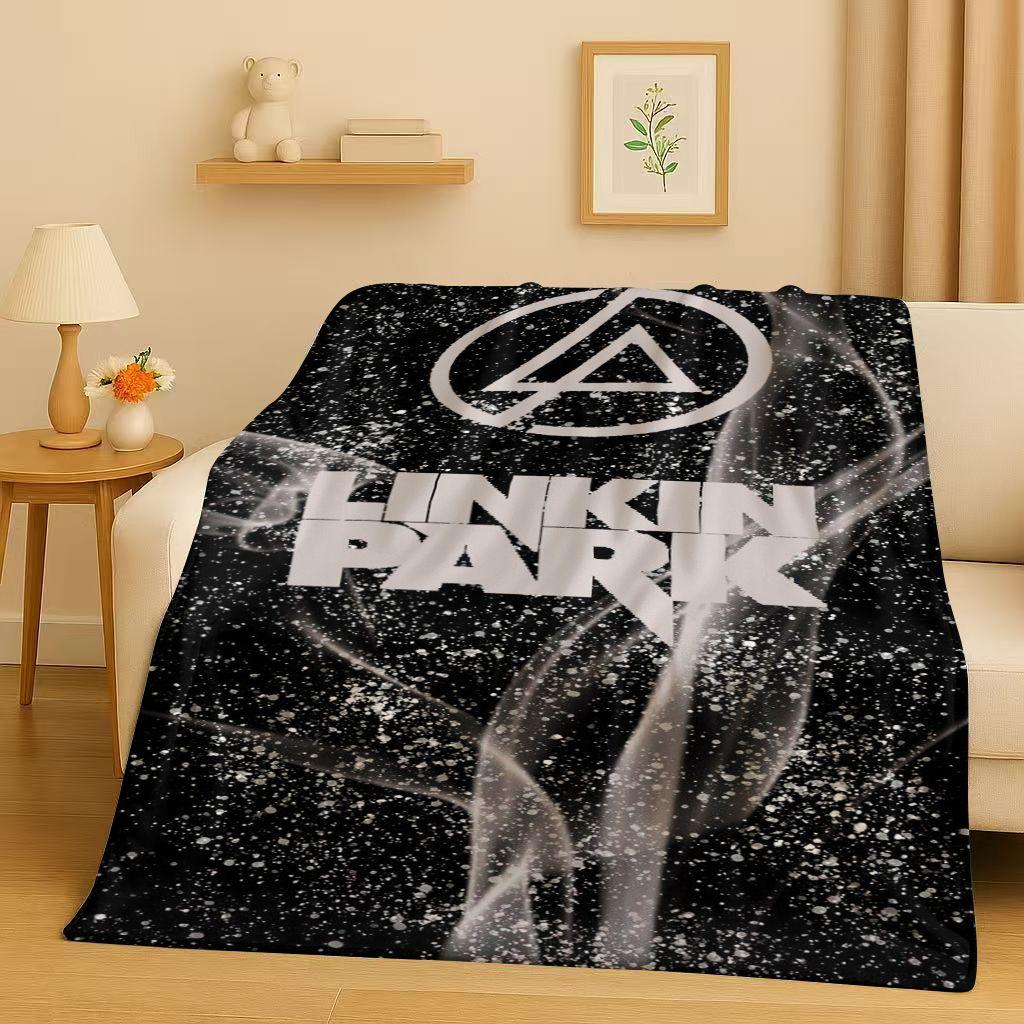 Retro L-Linkin Park Sign Rock Band Music Flannel Blanket,Ultra Soft Warm Plush Throw for Home Bedroom Bed Sofa Cover Camping