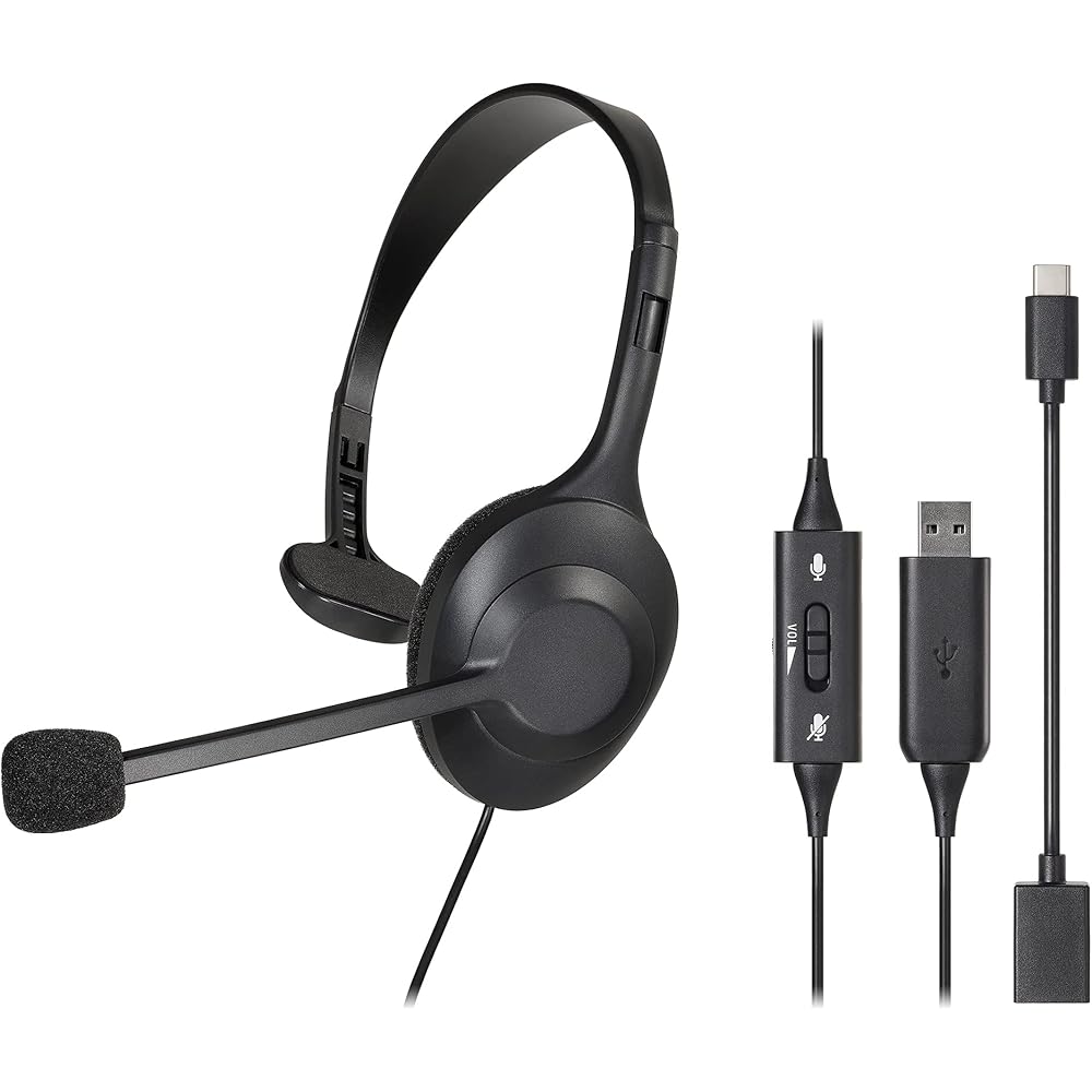 

Audio-Technica Headset USB Wired Single Ear Noise Cancelling Headphones with Microphone Lightweig...