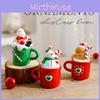 Christmas Resin Santa Claus Ornament With Gingerbread Snowman And Elder Tea Cup For Holiday Decor