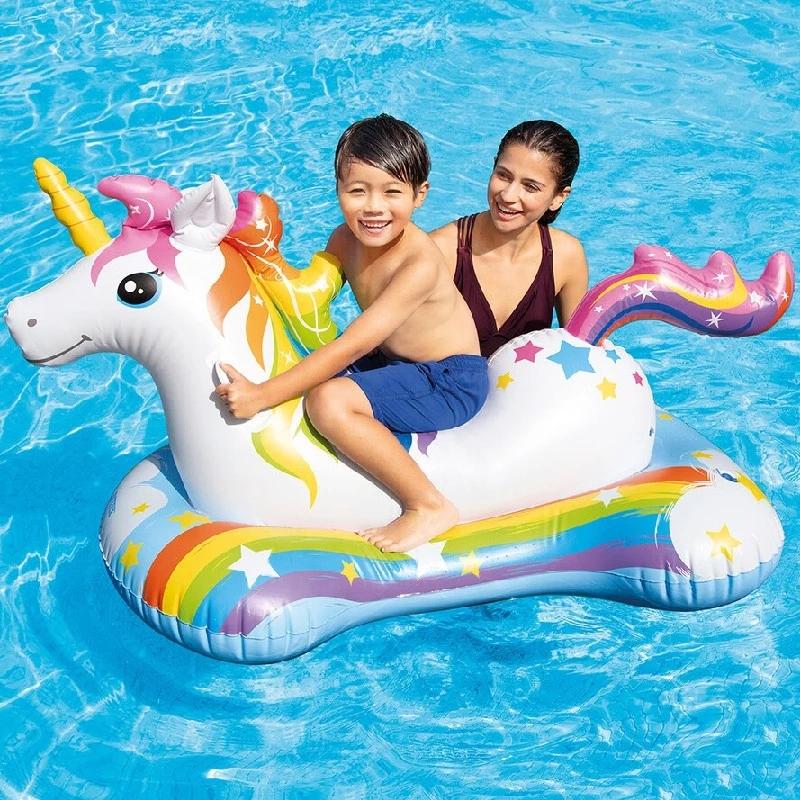 Unicórnio Inflável Gigante de 185cm Boia de Piscina Cavalgável Pégaso Anel de Natação Para Adultos Crianças Brinquedos de Festa Aquática Colchão de Ar