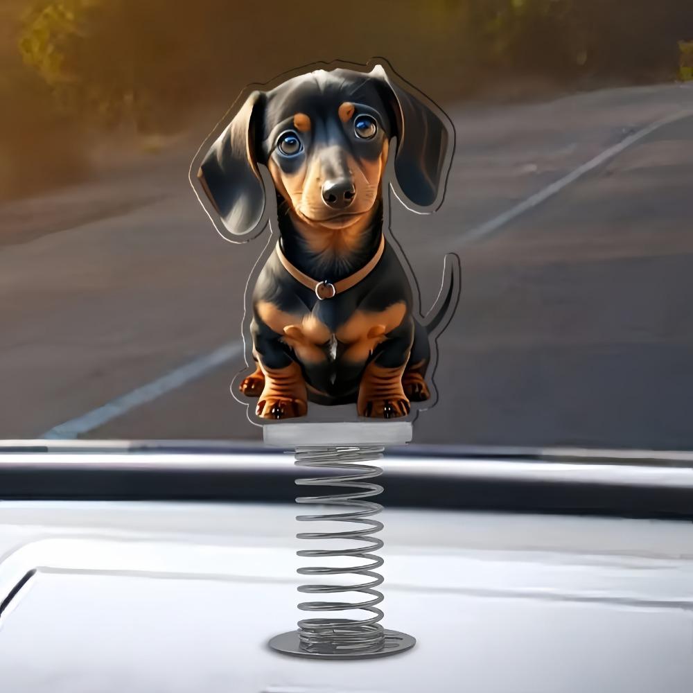 Autospielzeug, schwingender seidiger Hund, Kopfschüttelnde Puppe, Auto-Ornament – Federschwing-Ornament für Fahrzeuge, Schreibtisch und Fahrrad, Dekoration, lustige Geschenke