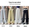 High-Waist Lace Splice Women's Spring/Summer Loose Straight-Leg Pants
