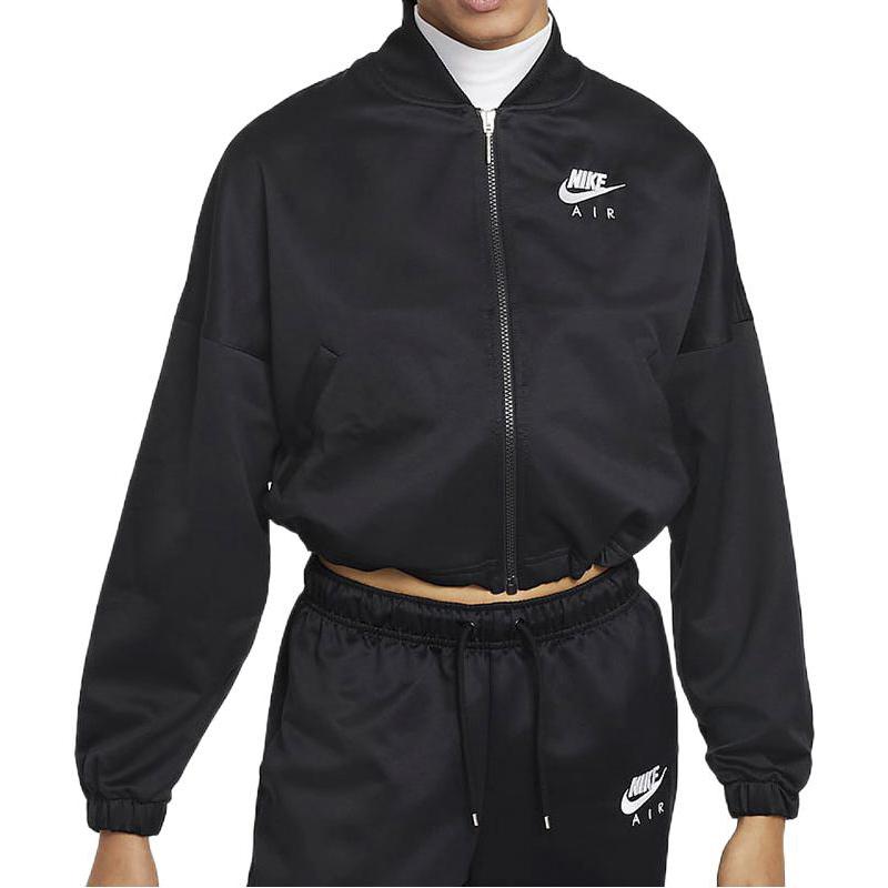 Nike Logo Zip Baseball Collar Casual Jacket Women jackets Black DX3898-010