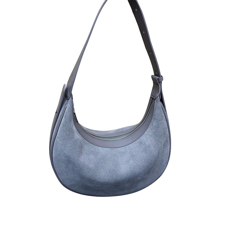 Autumn and winter new leather women's bag casual versatile crescent bag matte first layer cowhide shoulder bag crossbody women's bag