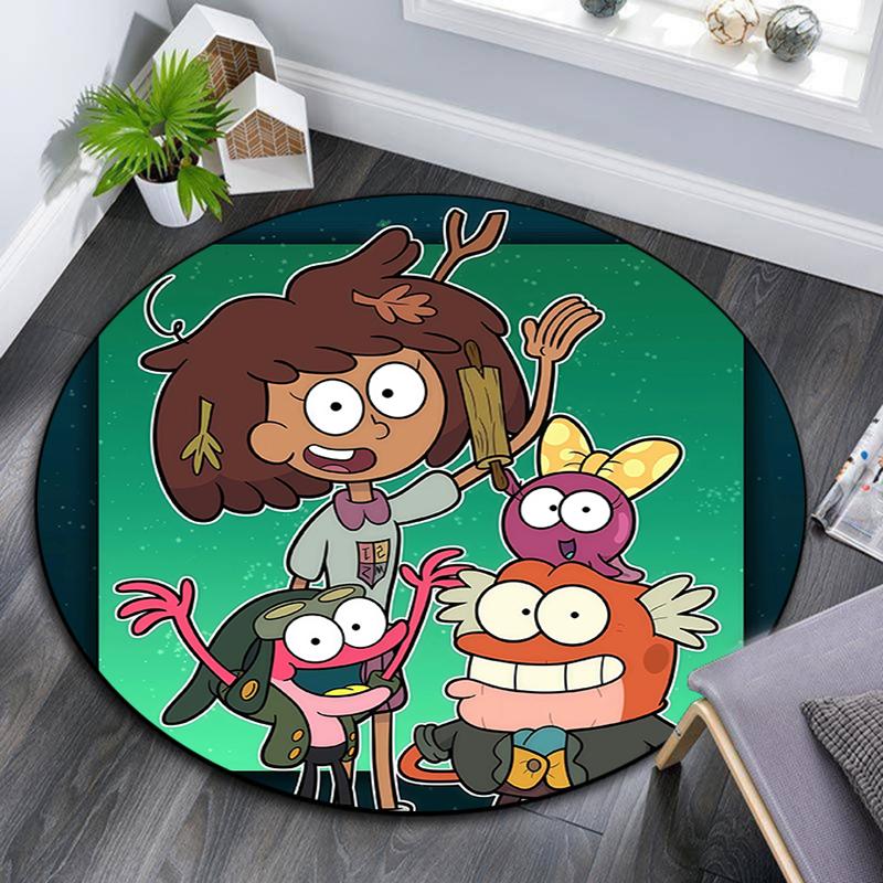 Amphibia pattern round rug,Carpet Rug for Living Room Bedroom Playroom ,Non-slip Floor Mat,Holiday Gifts and Birthday Gifts.