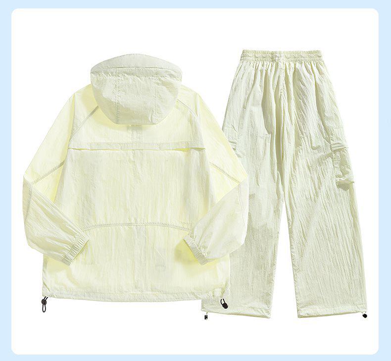 Atmungsaktives Sommer-Paar-Set: Ultra-dünner Eis-Seiden-Sonnenschutz-Hoodie & Hose