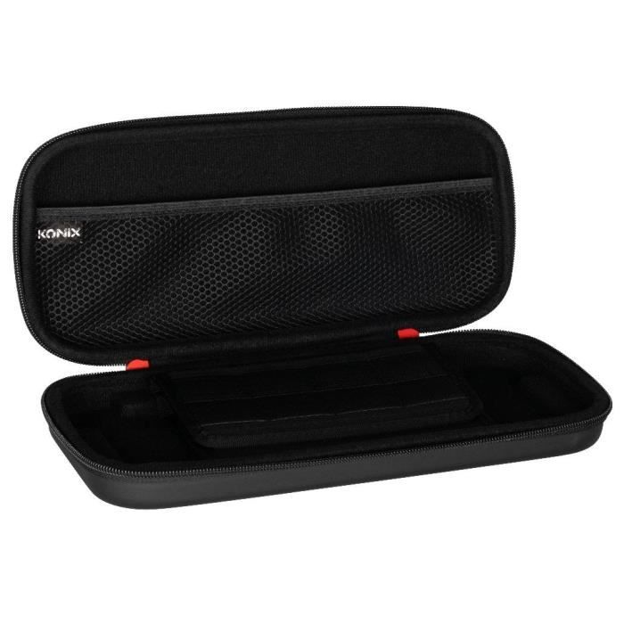 Housse De Protection Et Transport - KONIX - Console Nintendo Switch 2 - Filet Rangement Accessoires - 8 Compartiments Jeux - Noir