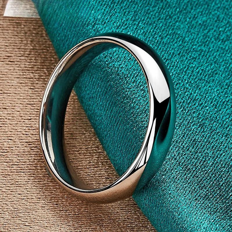 Fine 925 Sterling Silver Smooth 7-10# Ring for Women Wedding Engagement Fashion Charm Jewelry