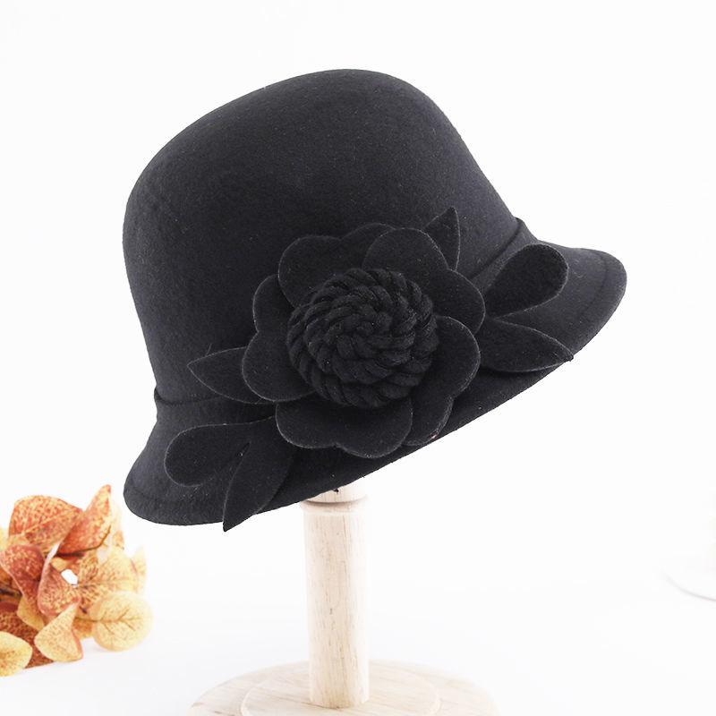 Retro Top Hat Women's Fashion British Woolen Hat Women's Autumn and Winter Felt Hat