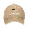 Gatos Amante del Café Gorra de Béisbol Vintage Desgastada Lavada Gorra Snapback para Unisex Mujeres Actividades al Aire Libre Gorras Ajustables Sombrero