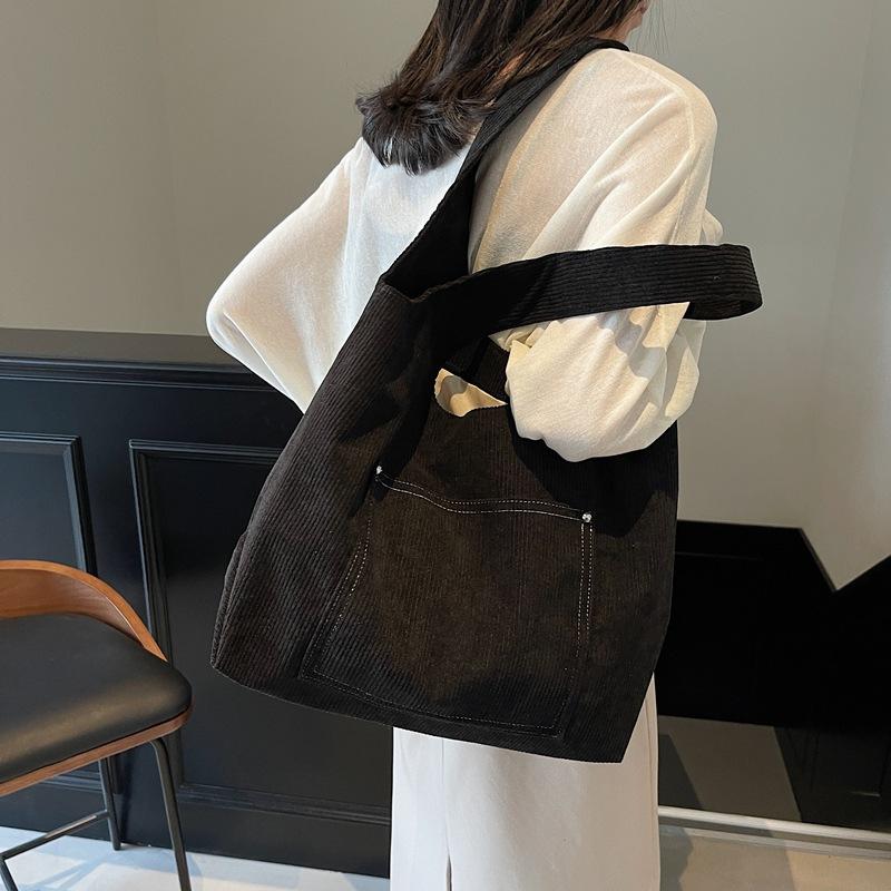 Autumn and winter tide with large-capacity shopping bag leisure literary and leisure handbag simple retro shoulder women's bag tide
