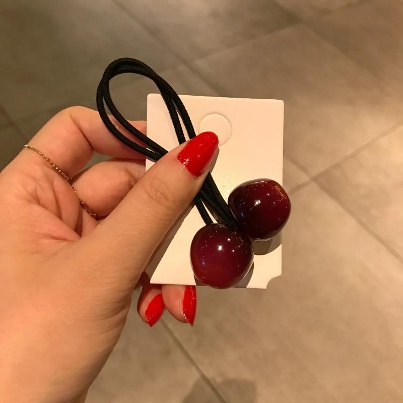 Red Hair Band Cherry Elastic Women's Hair Tie, High Elasticity, Cute Fruit Hair Tie, Versatile Hair Accessory