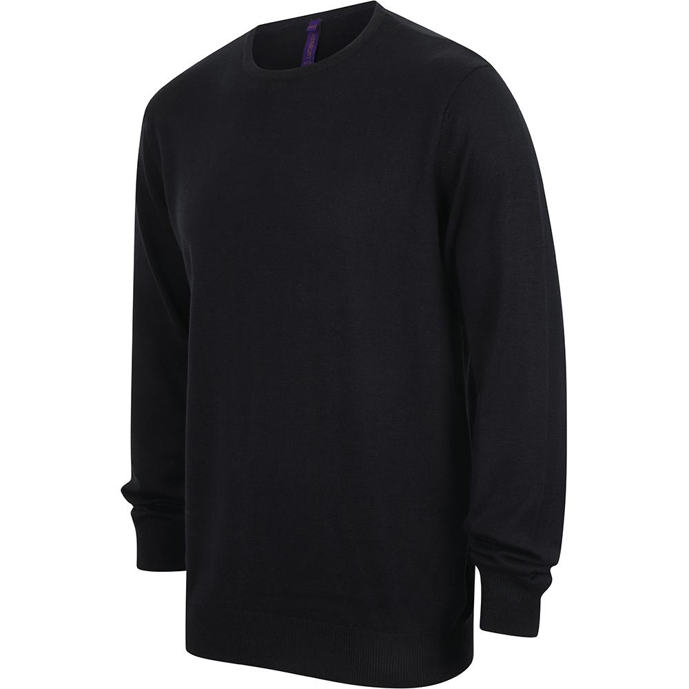 Henbury Mens Crew Neck 12 Gauge Fine Knit Jumper / Sweatshirt
