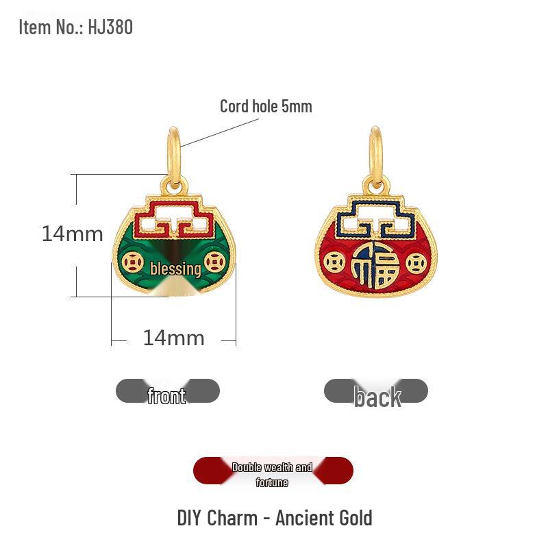 Ancient Gold Cloisonné Ethnic Charm Spacer Beads Pendant for DIY Bracelet Mala Accessories