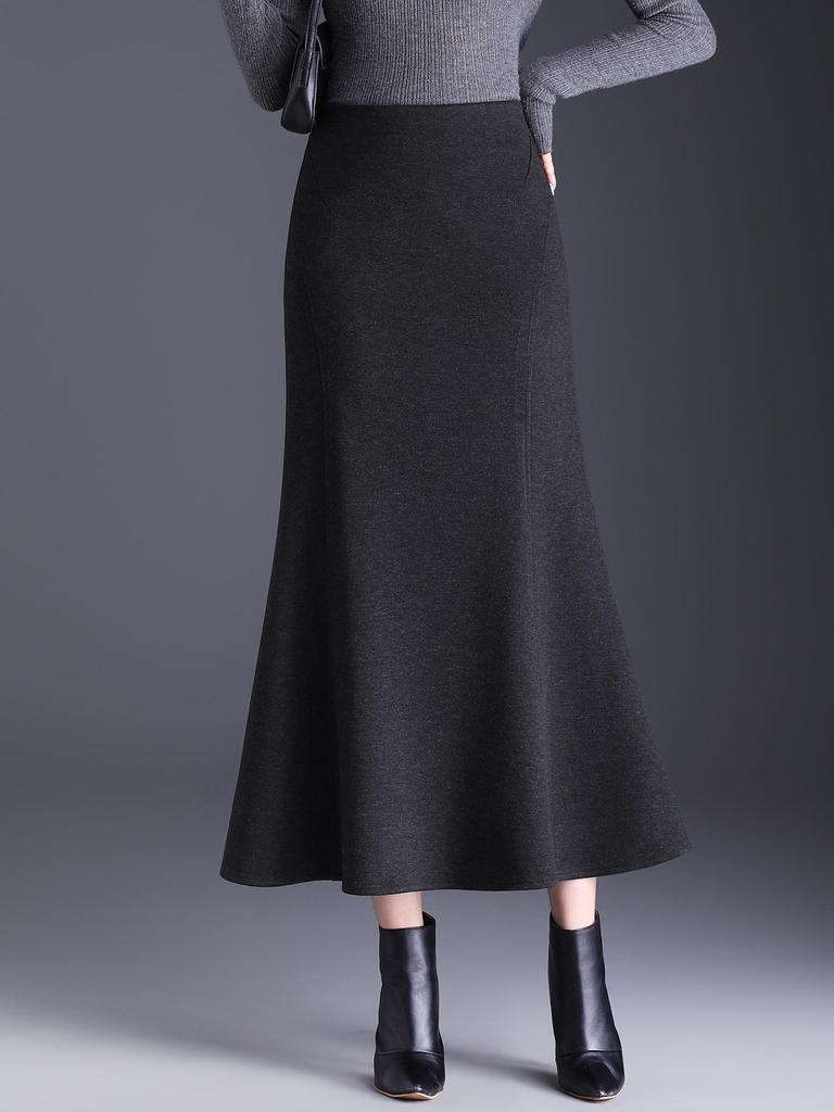 Collection Hiver 2025: Jupe Midi Moulante Queue de Poisson Taille Haute