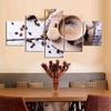 Canvas Pictures Home Decor 5 Pieces Fragrant Coffee Beans Paintings Prints Coffee Cup Poster Kitchen Cafe Wall Art Modular Frame