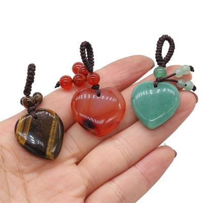 Portachiavi a forma di cuore in pietra naturale, stile Ins, con cristallo curativo Reiki, agata e ametista, per gioielli da donna, regalo per la festa della mamma e del papà.