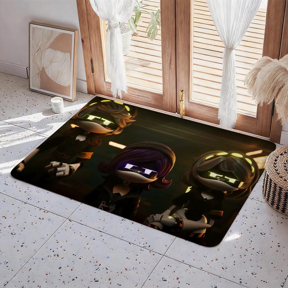 M Murder Drones Floor Mat Eco Flannel Doormat Non Slip Odorless Indoor Floor Rug Soft Short Plush Home Mat