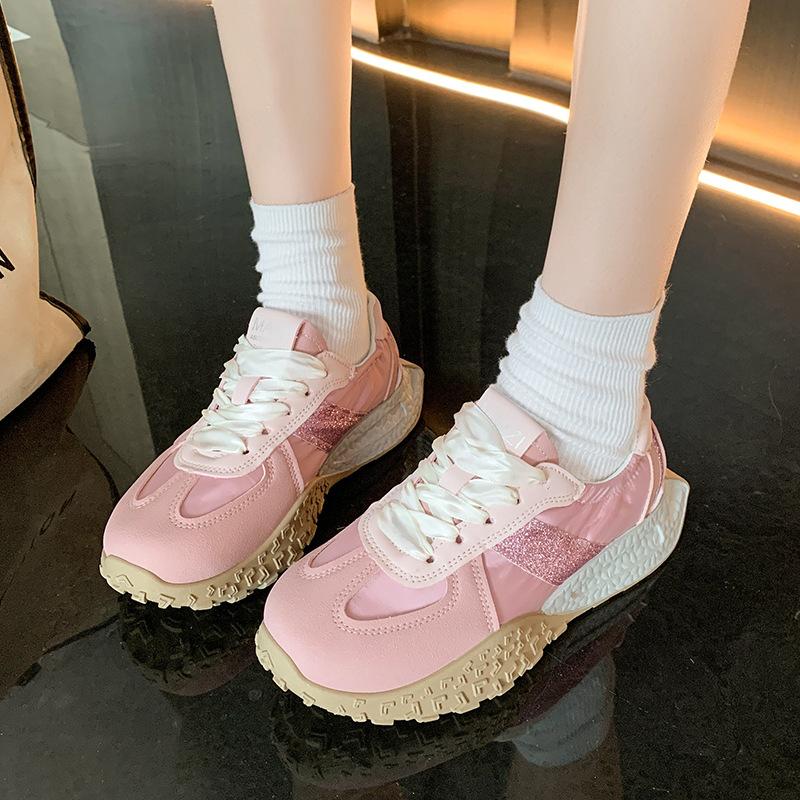 Women's Shoes 2025 New Winter Popular Platform Dad Shoes Women's Leather Casual Sports Shoes Campus Korean Version of Foreign Trade