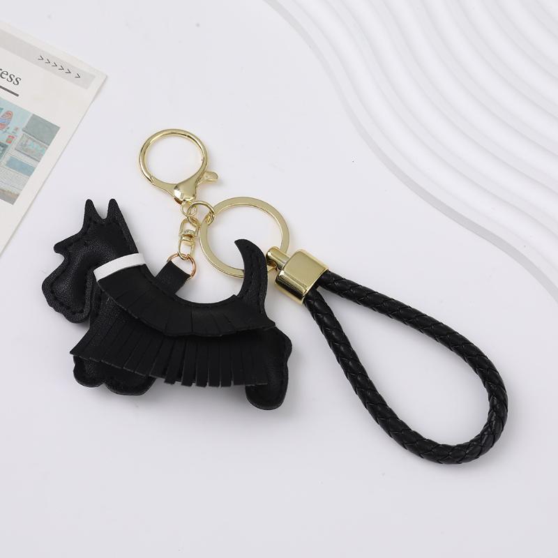 Trendy Pu Leather Schnauzer Bag Charm Keychain Unique Car/Bag Accessory/Cute Ornament For Dog Lovers