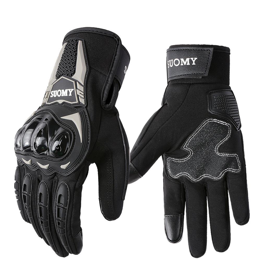 Motorcycle riding gloves, warm, anti-drop, non-slip and wear-resistant locomotive racing S чёрный