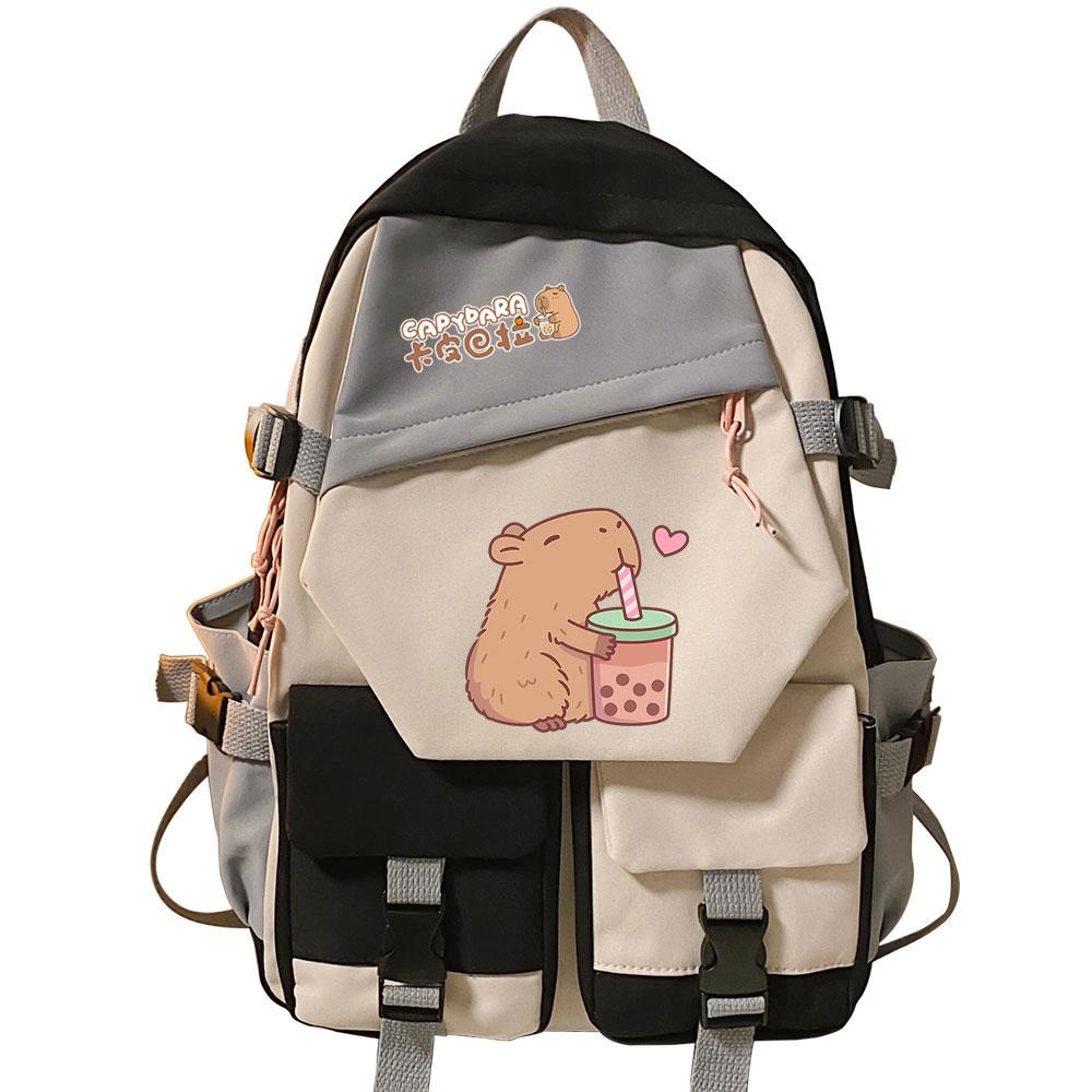 Kawaii Capybara Mochila, Girls Kids Back To School Book Bags, Women Patchwork Bagpack, Teenagers Schoolbags Student Backpack