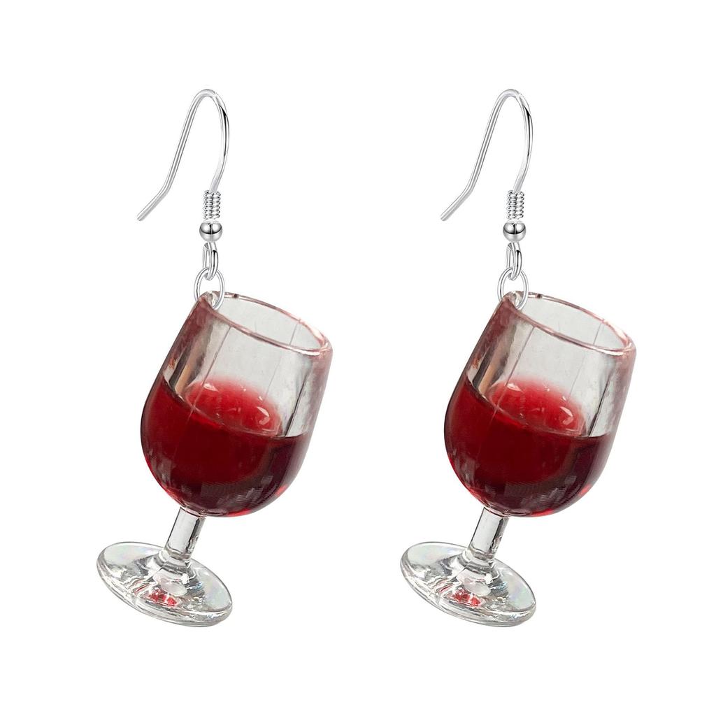 Resin Wine Glass Earrings for Women with Realistic Miniature Wine Glass Design Dangle Earrings for Party Banquet Accessories